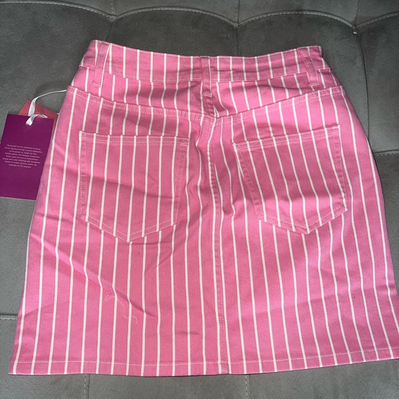 NWT Victor Glemaud Size 0 Denim Pink and White Striped Skirt - Picture 2 of 6